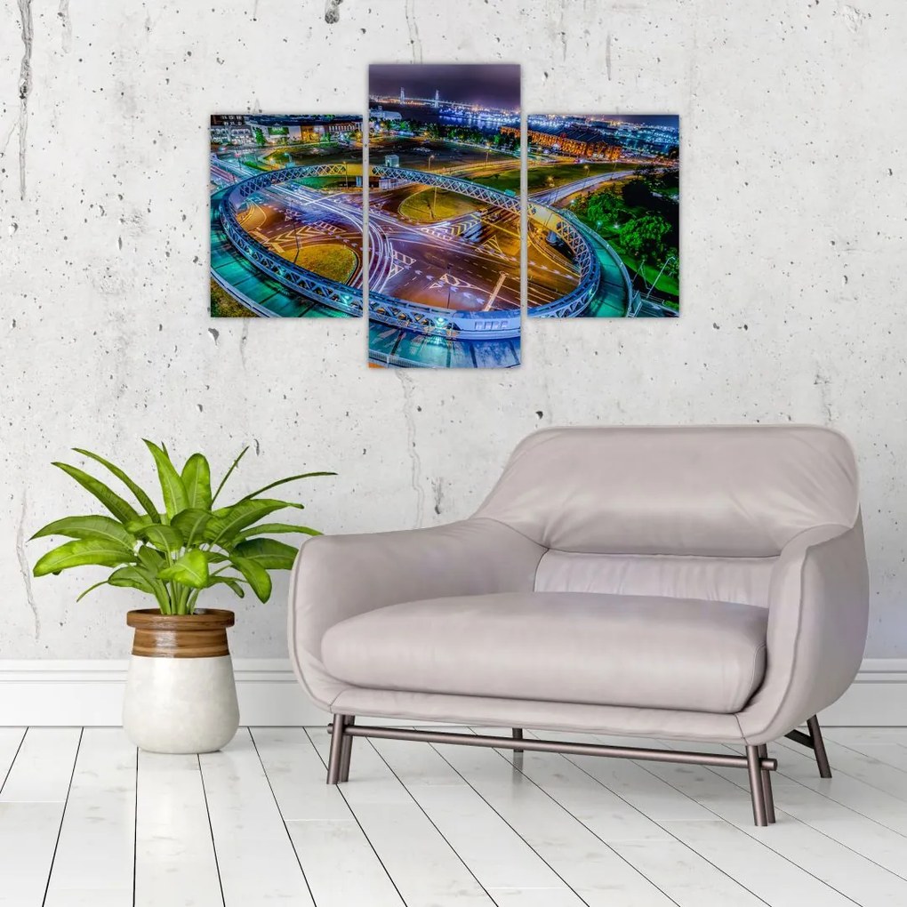 Tablou panorama orașului nocturn (90x60 cm)