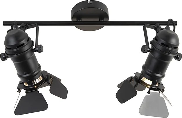 Spot inteligent negru, incl. WiFi GU10, 2 lumini cu clape - Movie