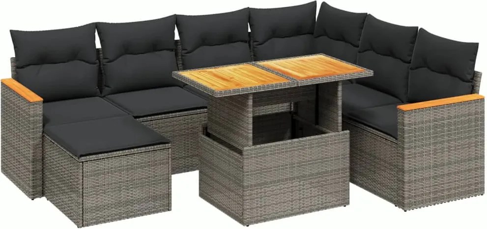 vidaXL Set canapele de grădină cu perne, 8 piese, gri, poliratan