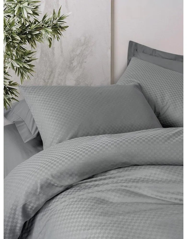 Lenjerie de pat gri din bumbac ranforcé pentru pat de o persoană 140x200 cm Checkered – Mila Home Luxury