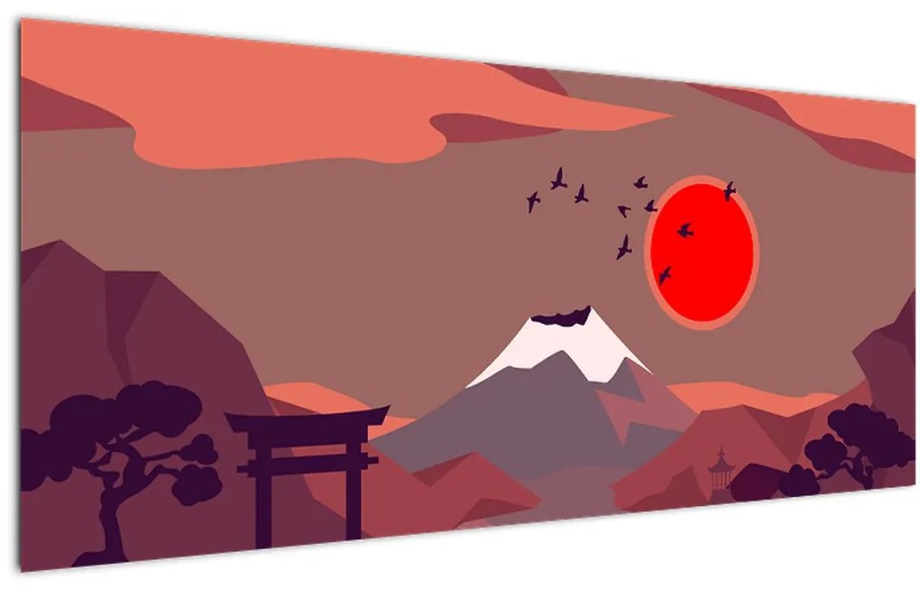 Tablou - Ilustrație a Muntelui Fuji (120x50 cm)