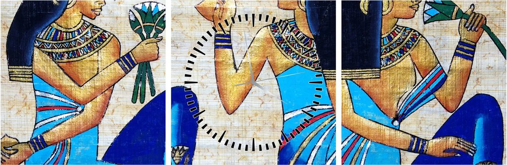 Tablou - Picturi egiptene (cu ceas) (90x30 cm)