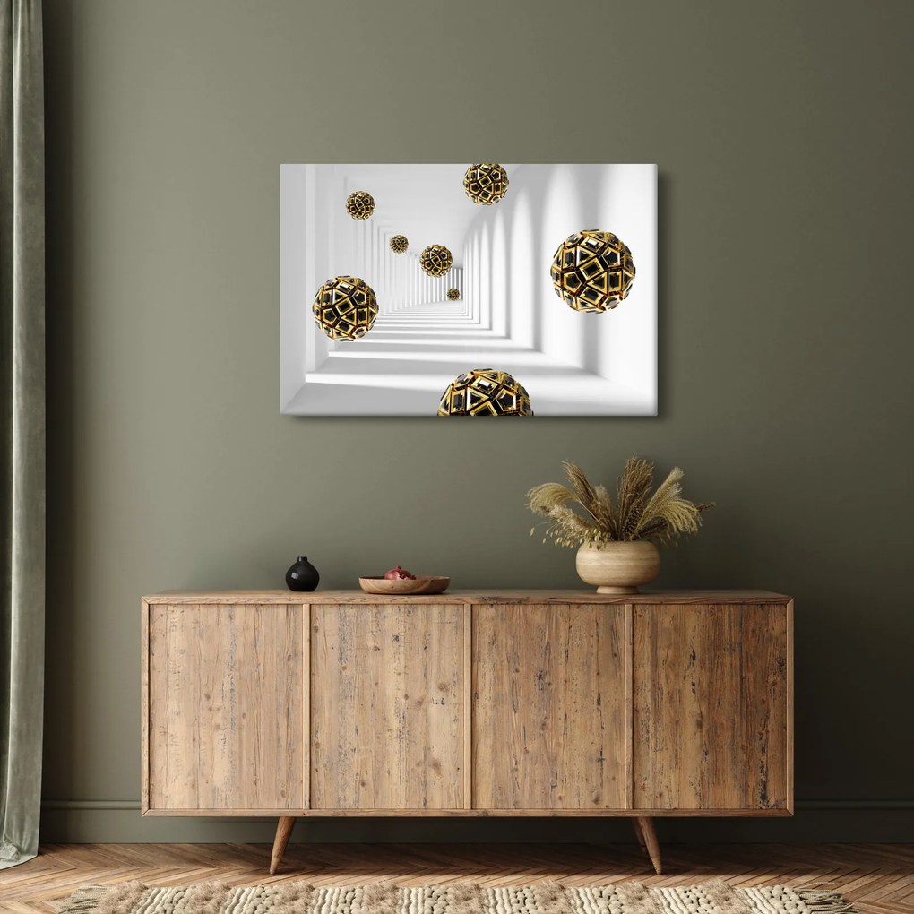 Tablou abstract cu mingi de fotbal (90x60 cm)