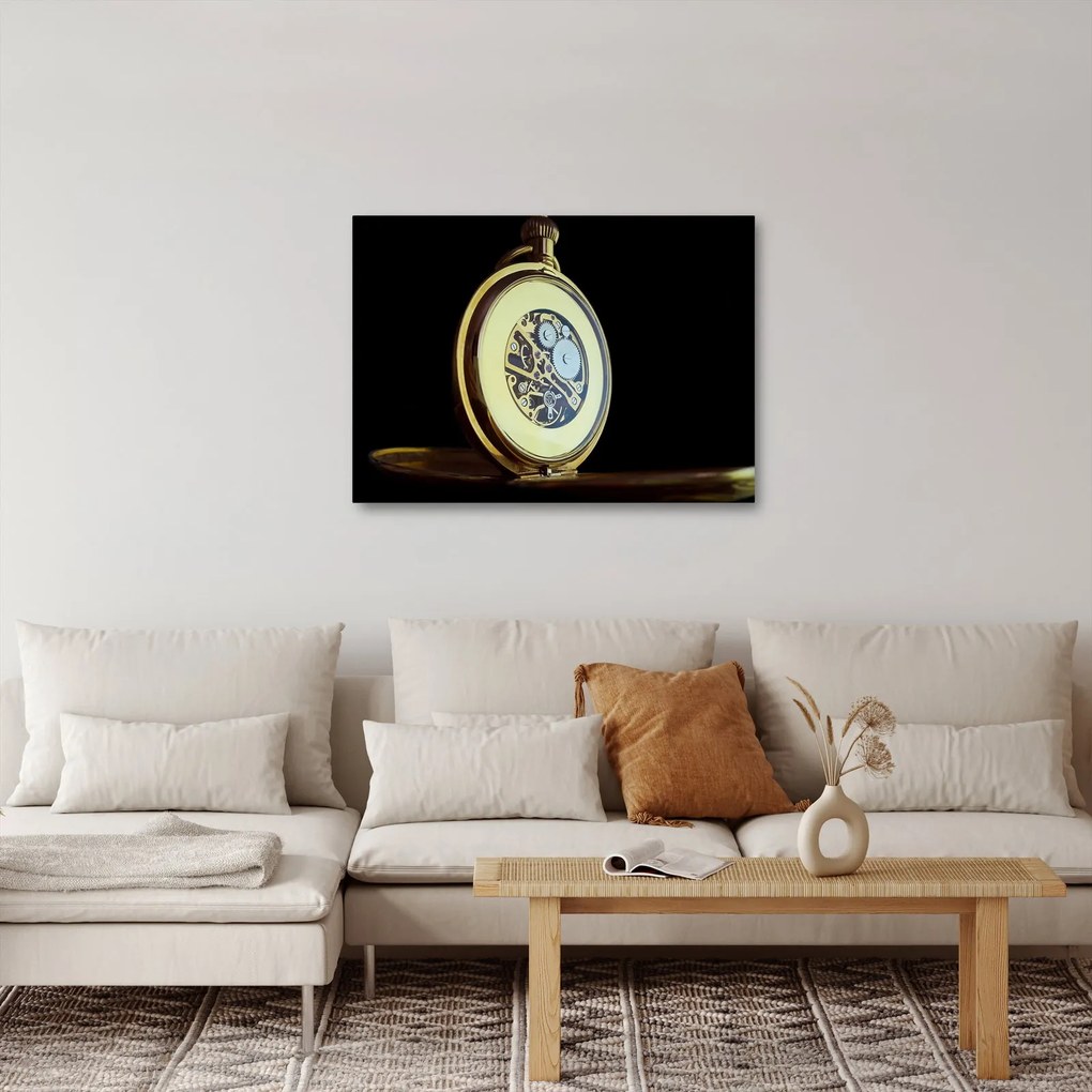 Tablou cu ceas de buzunar de aur (70x50 cm)