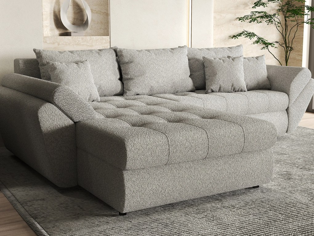 Colțar extensibil dumonde cu ladă de depozitare si sezut confortabil din spuma high-density, Loana Euphoria Dove 270x185 cm