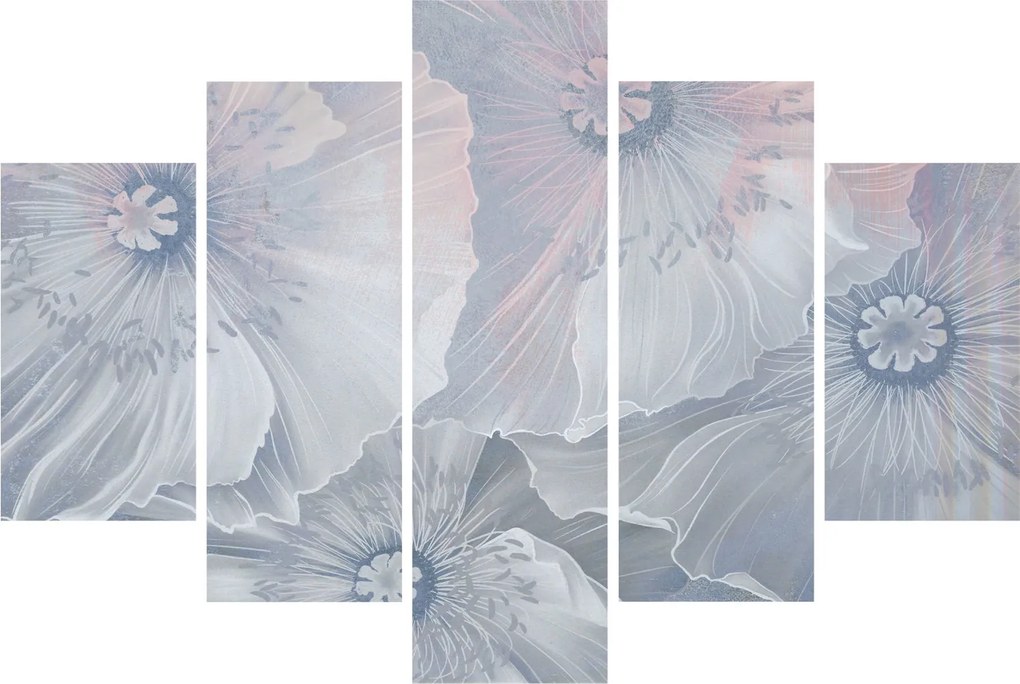 Tablou - Flori albastre pe perete (150x105 cm)