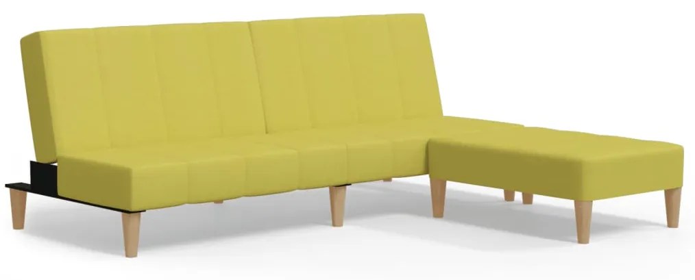 3081768 vidaXL Canapea extensibilă 2 locuri, cu taburet, verde, textil