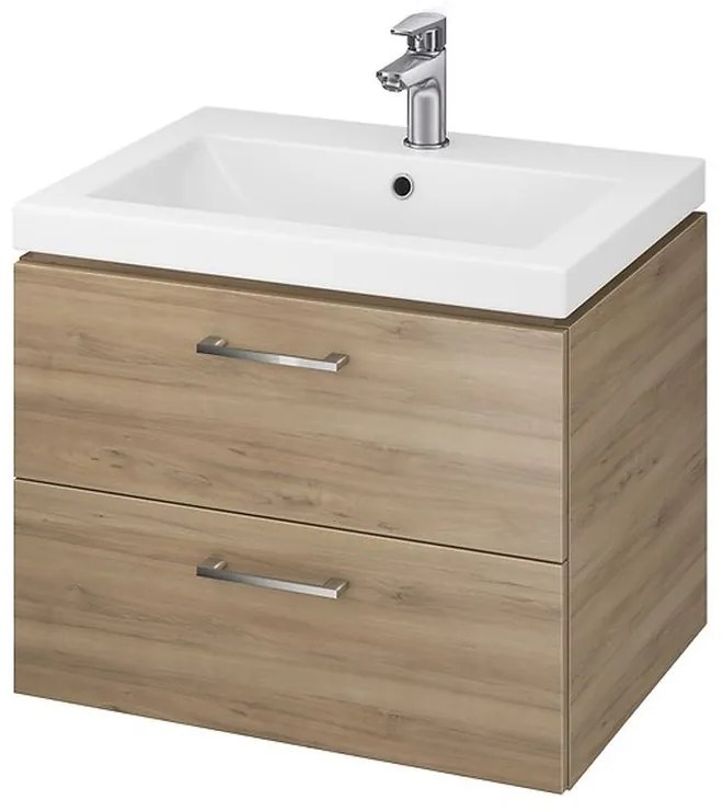 Dulap baie, culoare nuc suspendat 2 sertare Lara pentru lavoar Como, 60 cm