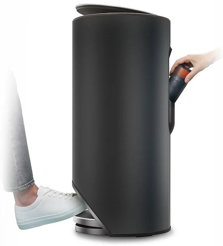 Coș de gunoi negru mat cu pedală din metal 30 l Arc – Joseph Joseph