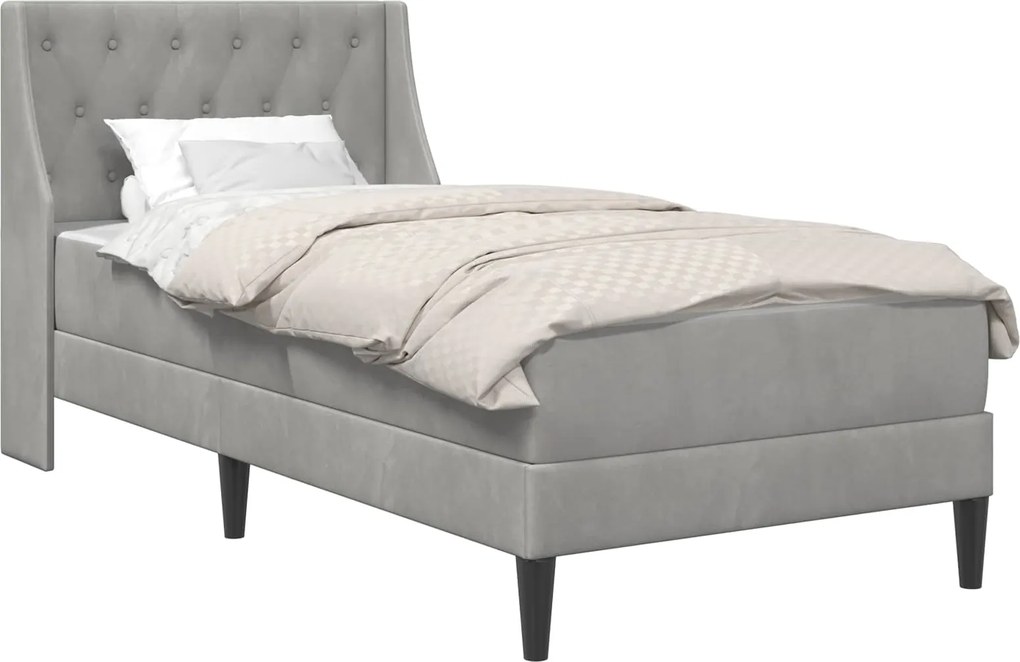 vidaXL Cadru de pat cu saltea Gri deschis 90 x 190 cm Catifea