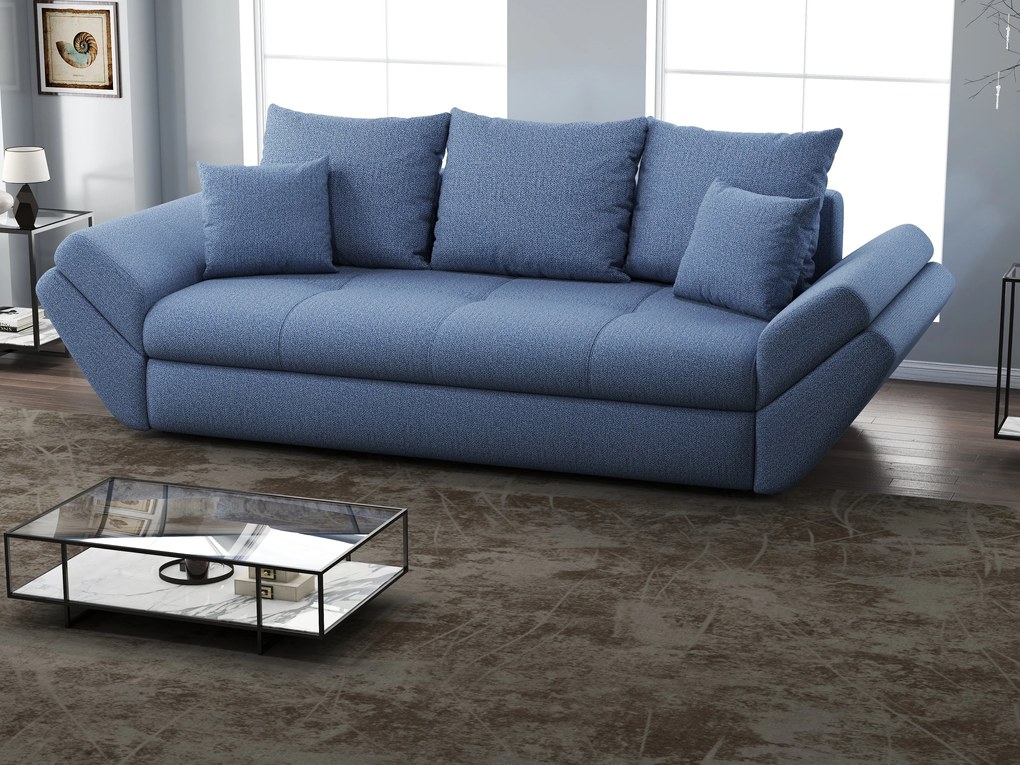 Canapea extensibilă dumonde cu ladă de depozitare si sezut confortabil din spuma high-density, Loana Enjoy Blue 250x100 cm