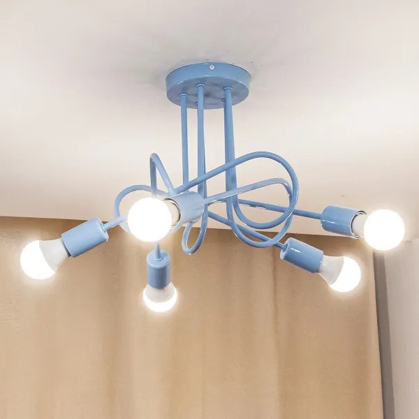 Lustră de tavan aplicată OXFORD 5xE27/15W/230V albastru