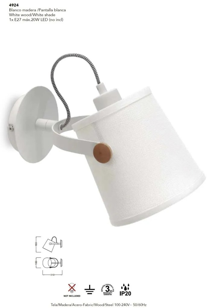 Aplica de perete design modern NORDICA alba
