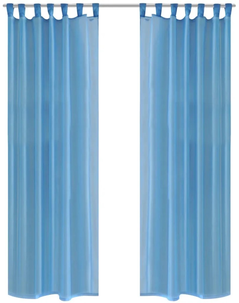 Perdea transparentă, 2 buc., 140 x 225 cm, turcoaz