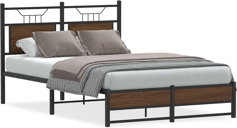 vidaXL Cadru pat fără saltea stejar maro 120x190 cm, lemn prelucrat