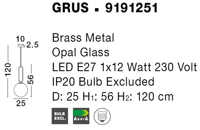 Lustra, Pendul modern Grus Brass 25cm