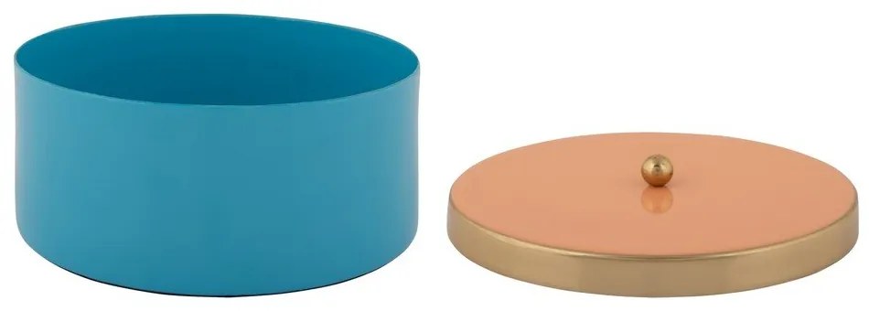 Cutie de depozitare albastră din metal decorativă ø 16x6 cm Double Funky – PT LIVING