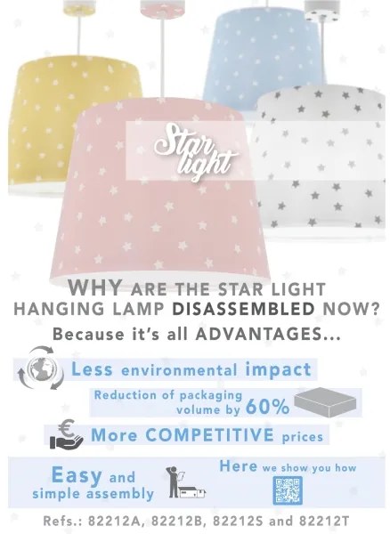 Lustră pentru copii STAR LIGHT 1xE27/60W/230V roz Dalber 82212S