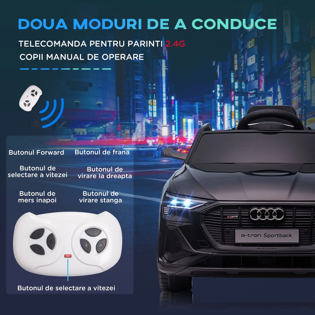 Masina sport electrica pentru copii , jucarie cu motor 12V alimentat cu doua baterii, Negru HOMCOM | Aosom Romania