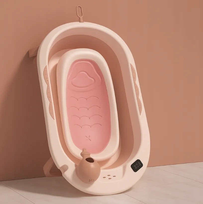 Baie pliabilă pentru copii VAIANA PREMIUM cu un șezlong - mai multe culori Gri