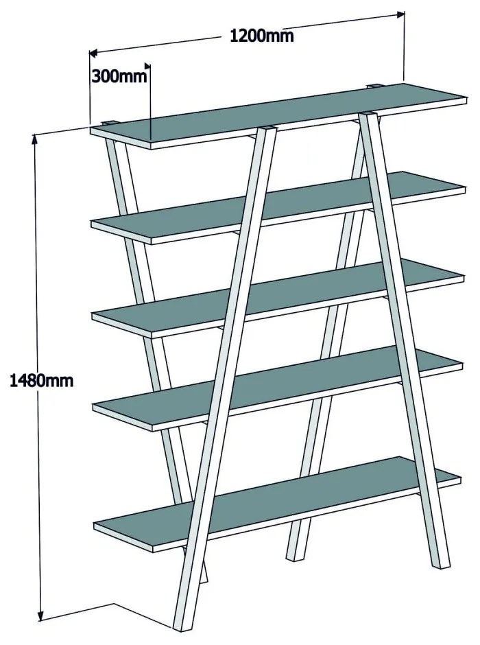 Bibliotecă din lemn de pin Perla Walnut, 148 x 120 cm