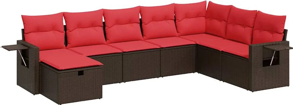 vidaXL Set canapele de grădină cu perne, 8 piese, maro, poliratan