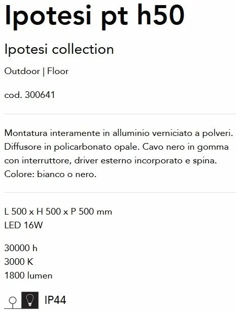 Lampa LED de podea pentru exterior Ipotesi pt h50 alb
