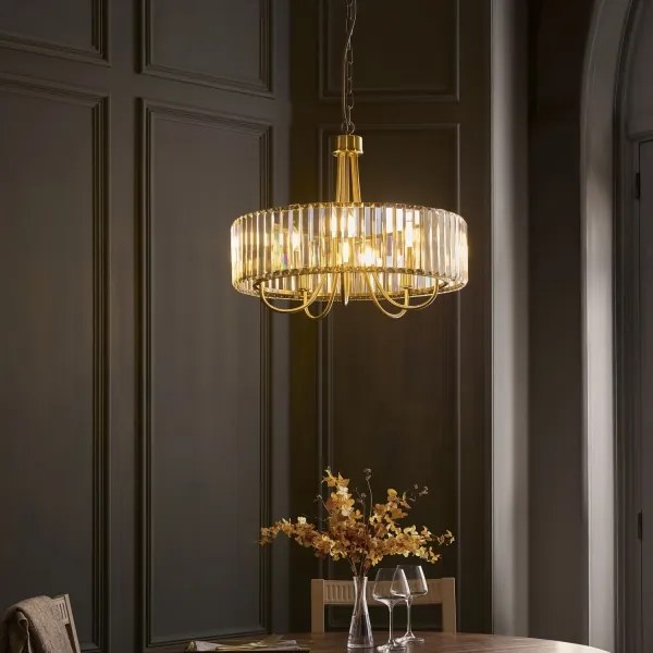 Endon 119610 - Candelabru VISCONTI cu lanț, 5 x E14, 6 W, 230 V, alamă