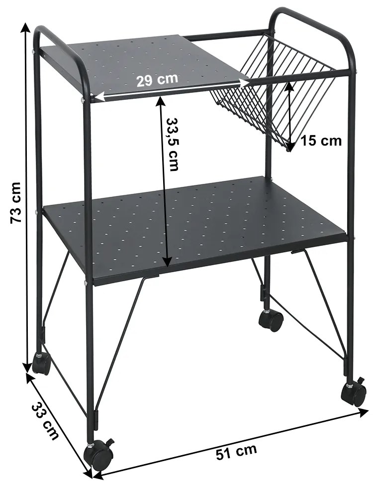 Masa mobila, multifunctionala, metalic   plastic, neagra, KORETE