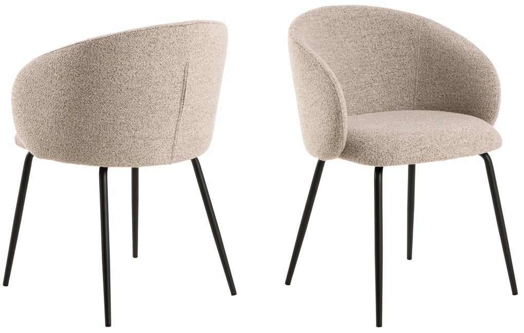 MAZZONI EXPORT CLARA Bej Latte (material Monza 60)/picioare negre - SCAUN MODERN ADÂNC TAPIȚAT PENTRU SALON/LIVING/BIROU LOFT