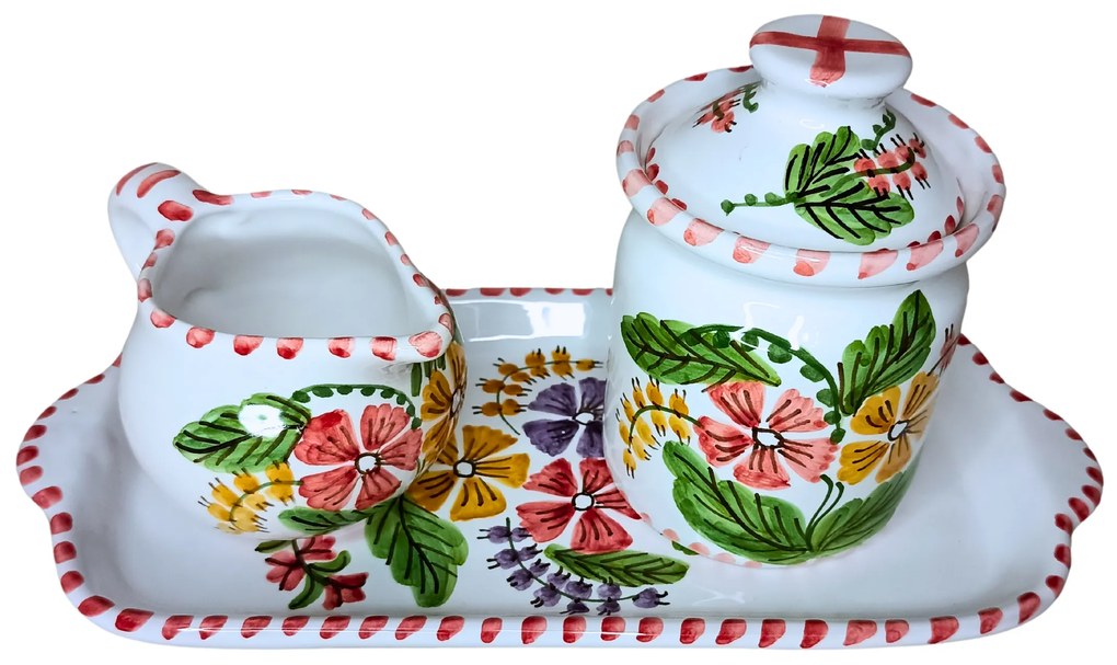 Set ceramică servit ceai/cafea model Flori de Câmp