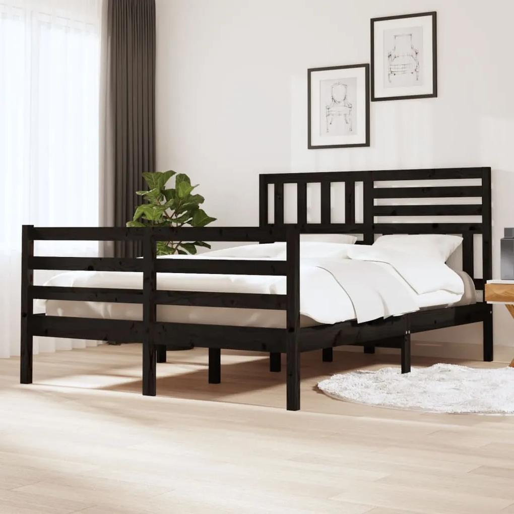 3101092 vidaXL Cadru pat, negru, 140x200 cm, lemn masiv
