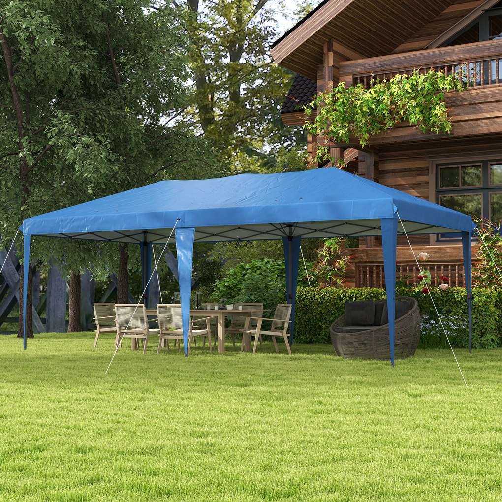 Outsunny Cort pliabil Pavilion de gradina Cort de petrecere, pliabil, rezistent la intemperii, 5,9 m x 2,95 m x 2 m, Albastru | Aosom Romania
