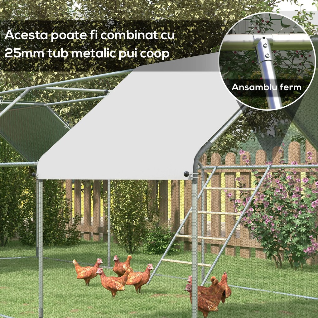 PawHut Suport pentru Găini pe 4 Niveluri, Posatoiu din Lemn și Oțel Galvanizat, Scară pentru Coteț, 4-6 Găini, 140x86x2,5 cm, Lemn Natural | Aosom Romania