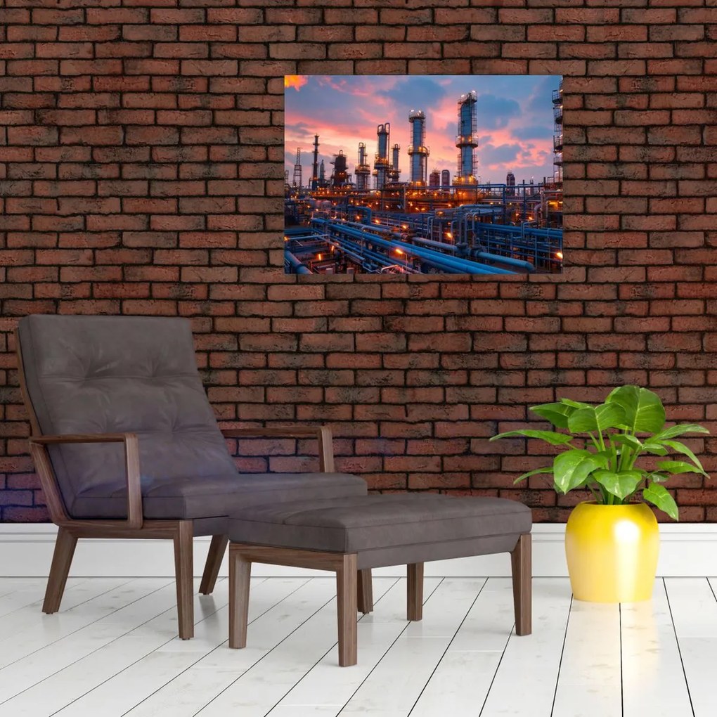 Tablou pe sticlă - Instalație industrială (70x50 cm)
