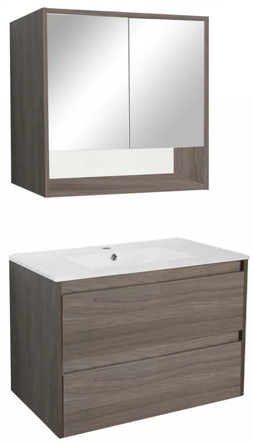 Mobilier complet de baie Porto 80 în culoarea ulmului Rauna