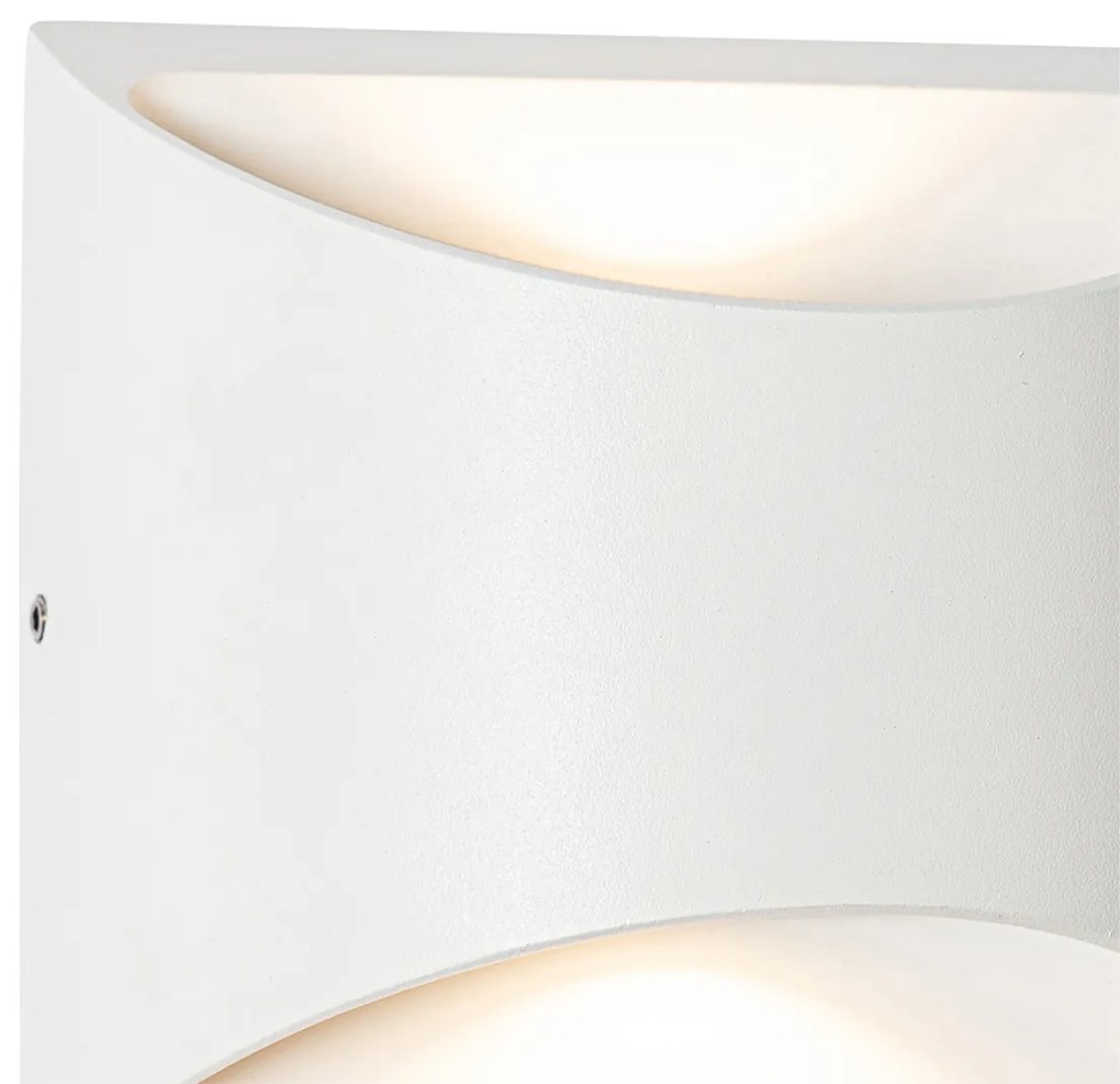 Lampă de perete exterioară modernă albă cu LED 2 lumini IP54 - Mal