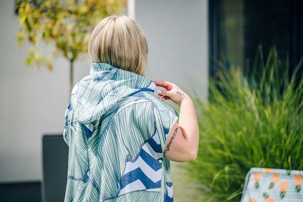Poncho prosop de plaja NAVARI albastru 80x145 cm