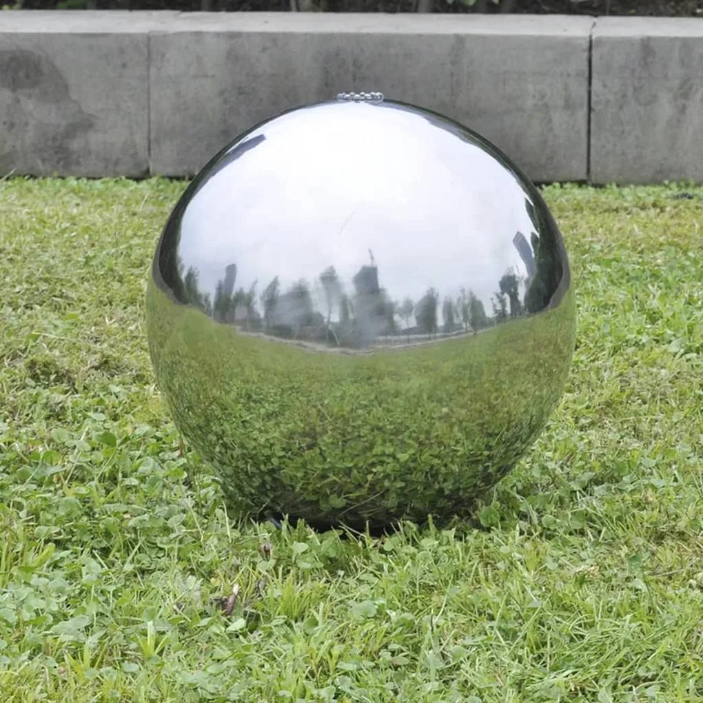 Fantana sferica de gradina cu LED-uri, 20 cm, otel inoxidabil 20 cm