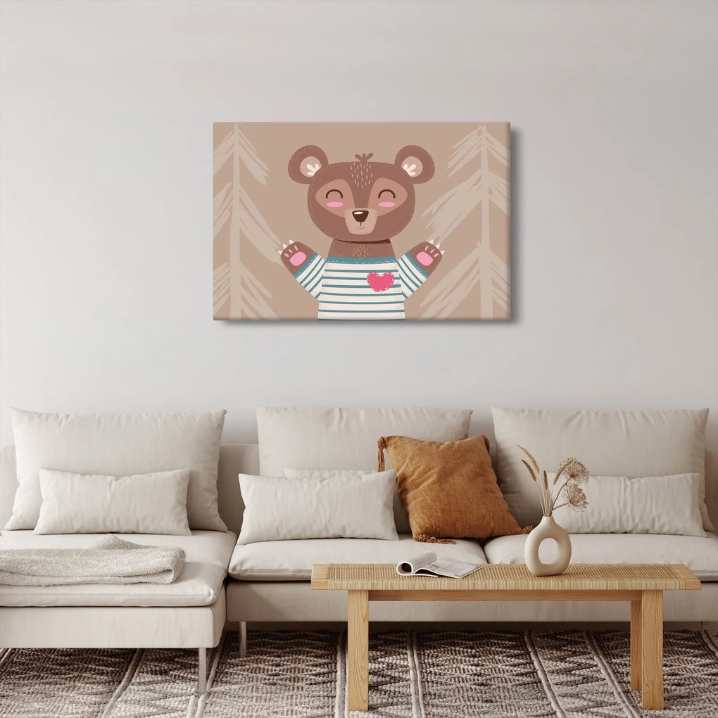 Tablou - Ursuleț de pluș în tricou cu dungi (90x60 cm)