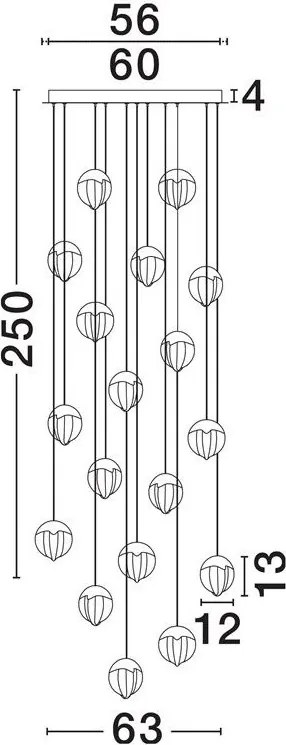 Lustra cu 18 pendule LED ALICIA auriu