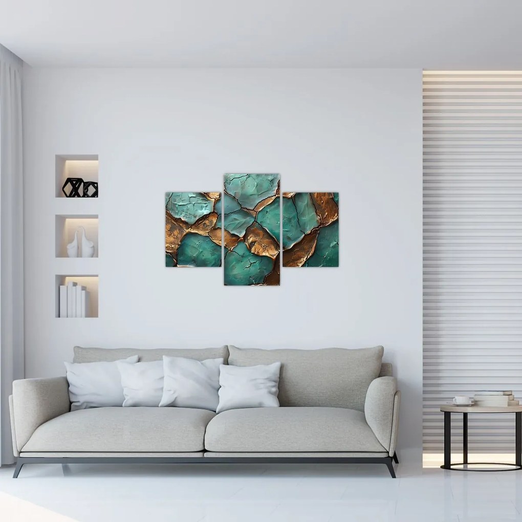 Tablou - Pictură verde-auriu (90x60 cm)