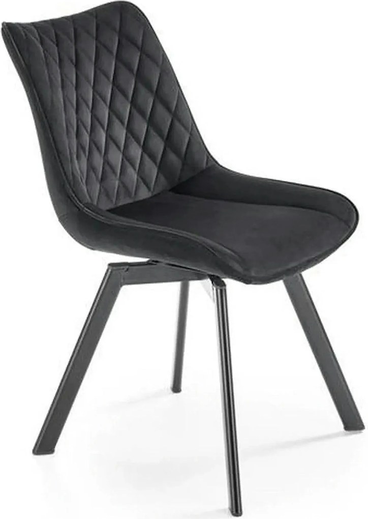 Scaun tapitat K520, negru, stofa catifelata, rotativ, 45x63x80 cm