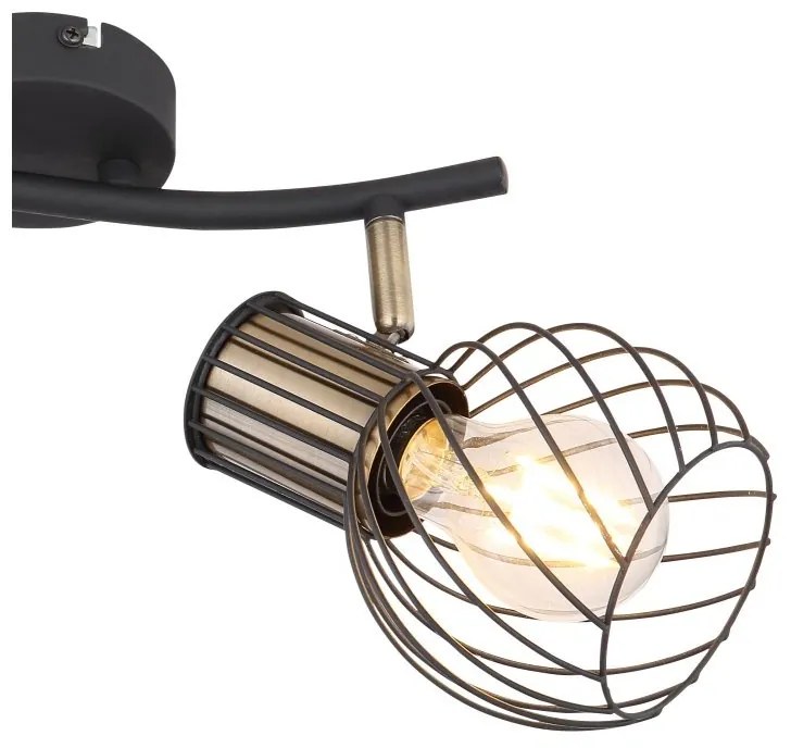 Plafoniera cu 3 spoturi design industrial ARGUSTO negru, auriu