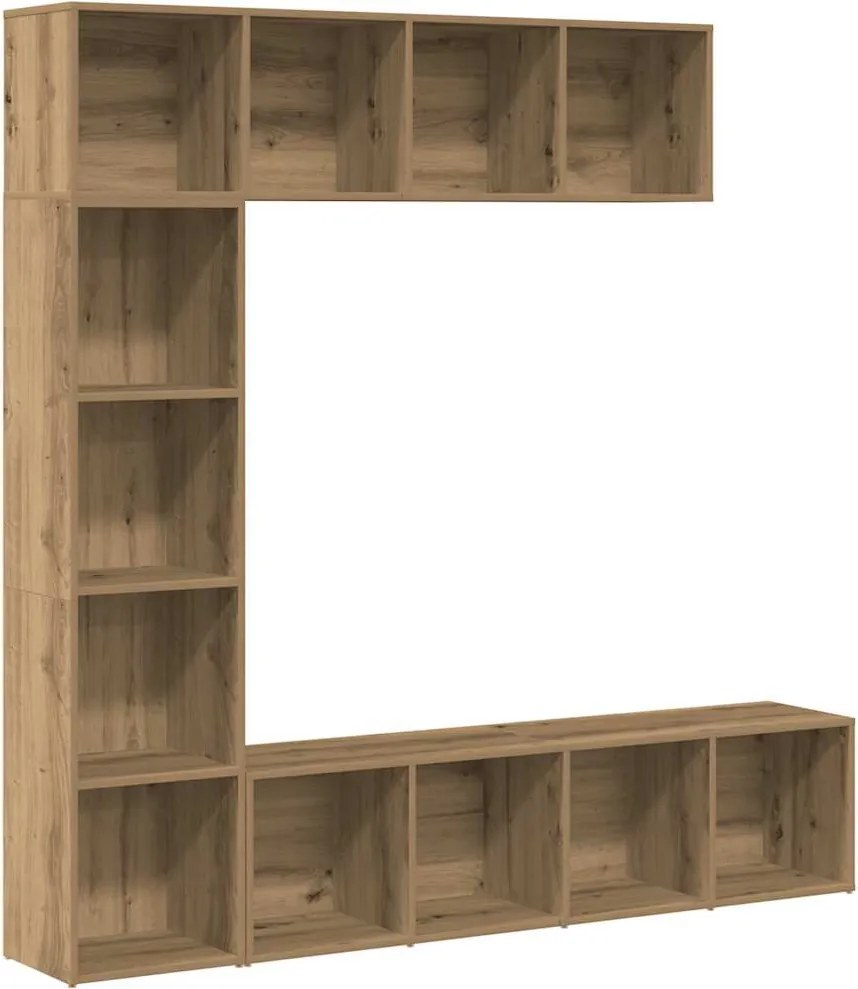 vidaXL Dulapuri de cărți 3 buc Lemn prelucrat de stejar artizanal