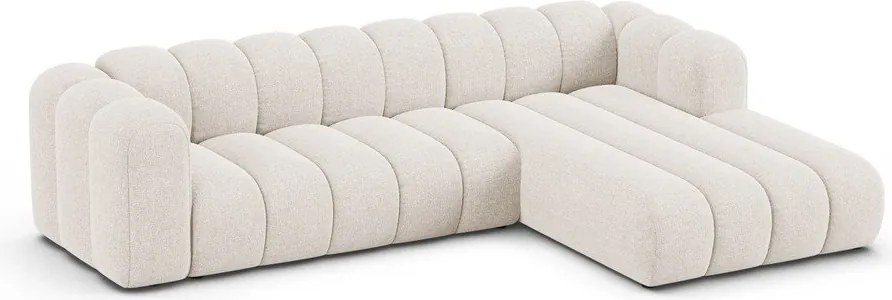 Colțar crem cu tapițerie din chenille (cu colț pe partea dreaptă/cu șezlong) Lupine – Micadoni