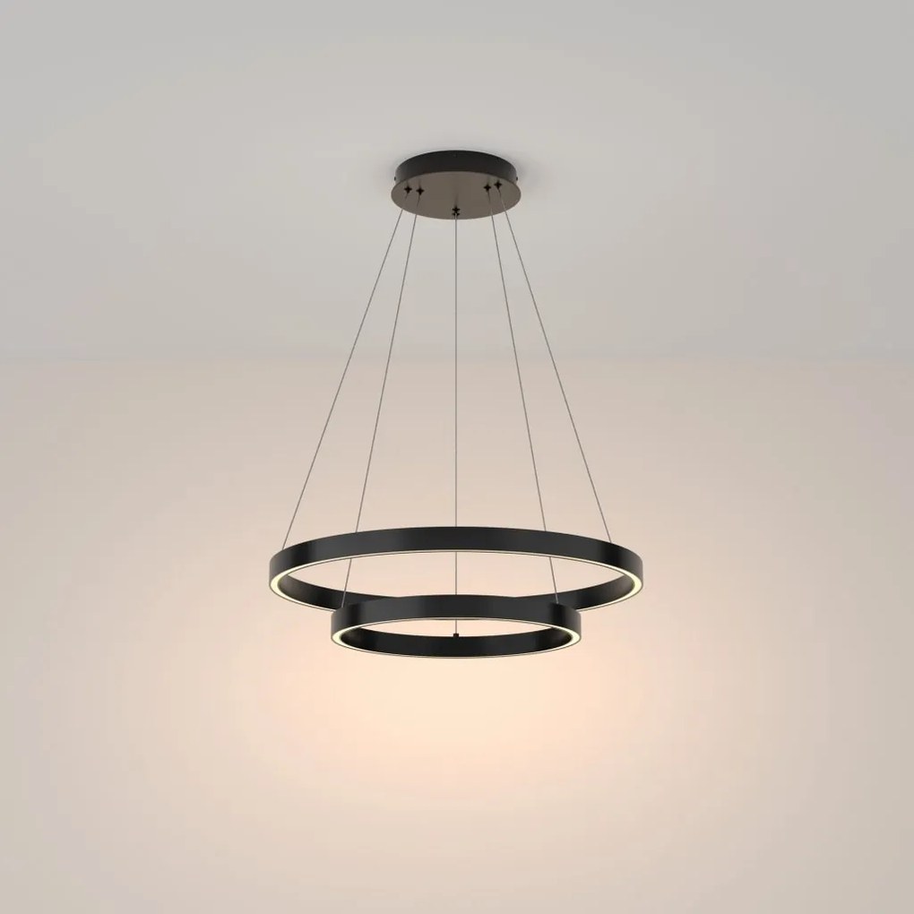Lustra LED suspendata design modern Rim negru 60cm, 3000K