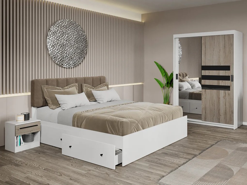Set mobila dormitor 4 piese Ruben San Remo cu oglinda C37