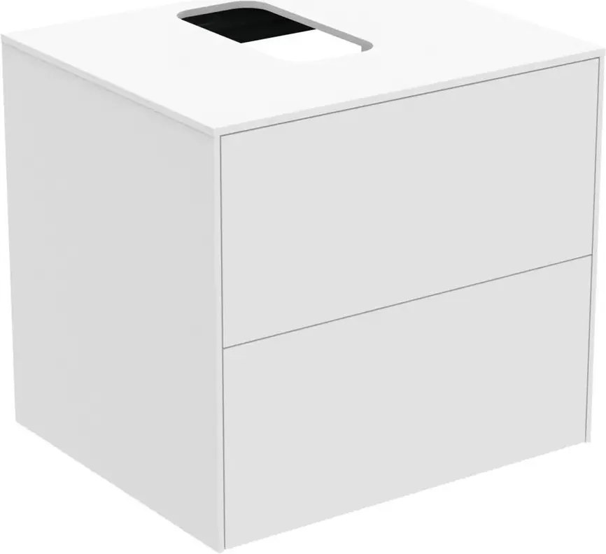 Dulap baza suspendat Ideal Standard Atelier Conca alb mat 2 sertare si blat cu decupaj central 60 cm
