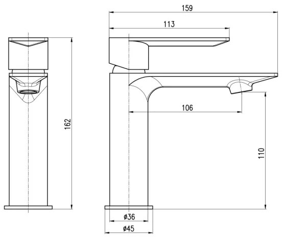 RAV Slezák NL126.0MGK - Baterie lavoar NIL, 16,2 cm, gri periat